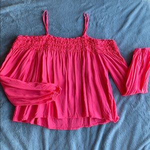 forever 21 hot pink off the shoulder top